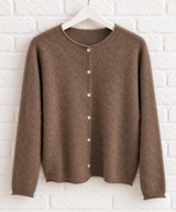 Rundhals-Cardigan aus Kaschmir- Camel Gray- 360°