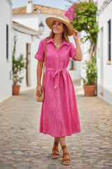 Kleid mit Broderie-Spitze und Taillengürtel- NEW WINTER