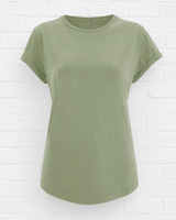BIO COTTON T-SHIRT MIT GERADEM ÄRMEL UND AUFGEROLLTEM ÄRMELSAUM - INDIAN SUMMER+ GENTLE SPRING