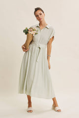Atmungsaktives Modal- Tencel Hemdblusenkleid mit Gürtel- DELIGHT SPRING