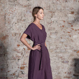Lockeres Leinenkleid- Tunika-Kleid aus 100% Bio-Leinen: Shadow Violett