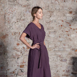 Lockeres Leinenkleid- Tunika-Kleid aus 100% Bio-Leinen: Shadow Violett - 360°