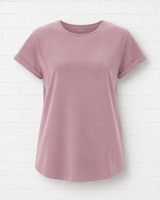 BIO COTTON T-SHIRT MIT AUFGEROLLTEM ÄRMELSAUM- PURPLE ROSE-GENTLE SPRING
