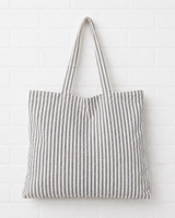 Gestreifte Shoppingtasche- Weiß/Grau- verschiedene Farbtypen