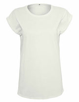 BIO COTTON T-SHIRT MIT GERADEM ÄRMEL UND AUFGEROLLTEM ÄRMELSAUM - IVORY