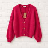 Nachhaltige Alpaka Strickjacke in BIO QUALITÄT - Hot Pink- MAJESTIC WINTER