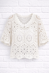Boho Häkeloberteil mit Hexagon-Muster- GENTLE SPRING + VERDANT WINTER