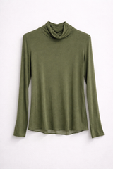 Leichtes Rollkragenoberteil aus Cashmere- Khaki - 360°