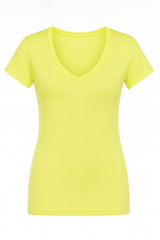 COTTON T-SHIRT MIT V AUSSCHNITT - HELLER FRÜHLING SOMMER