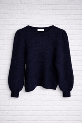 Weicher Baby-Alpaka-Pullover in Bio- Qualität mit gerafften Schultern- Tiefes Dunkelblau