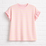 Gestreiftes T- Shirt mit Flügelärmel- DELIGHT SPRING