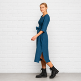 Natürliches Leinenkleid 3/4 Wickelkleid - VERDANT WINTER