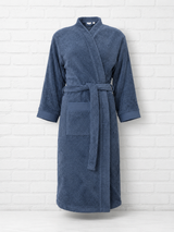 BADEMANTEL MIT SCHALKRAGEN - ABGEGRAUTES DENIMBLAU -SMART SUMMER