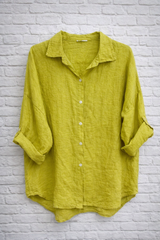 Leinenhemd- Frisches Limettengelb