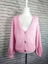 Nachhaltige Alpaka Strickjacke in BIO QUALITÄT - Candy Pink