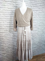 Nachhaltige Wickel- Strickjacke in BIO QUALITÄT- Hellbraun