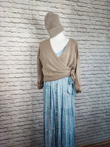 Nachhaltige Wickel- Strickjacke in BIO QUALITÄT- Hellbraun
