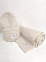 WINTERENSEMBLE SCHAL & MÜTZE MIT KASCHMIR - BEIGE