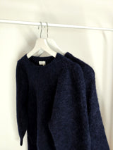 Weicher Baby-Alpaka-Pullover in Bio- Qualität mit gerafften Schultern- Tiefes Dunkelblau