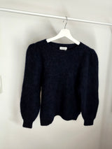 Weicher Baby-Alpaka-Pullover in Bio- Qualität mit gerafften Schultern- Tiefes Dunkelblau