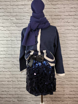 WINTERENSEMBLE SCHAL & MÜTZE MIT KASCHMIR - DEEP BLUE