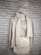 WINTERENSEMBLE SCHAL & MÜTZE MIT KASCHMIR - BEIGE