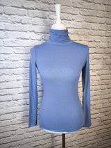 Leichter Rollkragen-Shirt aus Kaschmir - Jeansblau