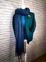 Superweicher Kaschmirschal mit Fransen UNISEX- Dunkelblau