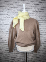 Weicher Baby-Alpaka-Pullover in Bio- Qualität mit gerafften Schultern- Taupe