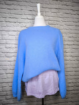 Flauschiger Alpaka Pullover- Azurblau