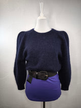 Weicher Baby-Alpaka-Pullover in Bio- Qualität mit gerafften Schultern- Tiefes Dunkelblau