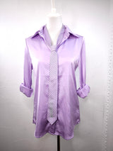 KRAWATTE ROSA MIT BLAUEN PUNKTEN- DUNKLER SOMMER