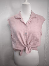 Leinenbluse ohne Arm- Altrosa