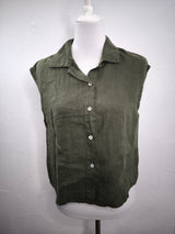 Hemdbluse ohne Arm- Khaki