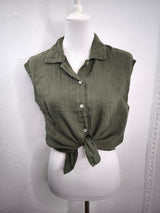 Hemdbluse ohne Arm- Khaki