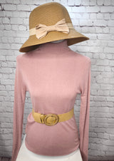 Rollkragen-Pullover aus Kaschmir und Wolle- Altrosa - GENTLE SPRING