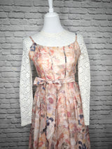 Halbtransparentes Spitzenshirt Langarm- Ecru