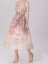 Hochwertiges Ärmelloses Tüllkleid mit Blumenprint