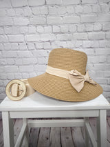 Elastischer Bastgürtel mit runder Schnalle- hellbeige