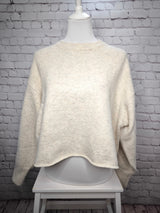 Weicher Strickpullover in Beige mit Ballonärmeln