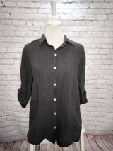 Gestreiftes Leinenhemd- Anthrazitn