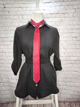 Gestreiftes Leinenhemd- Anthrazitn