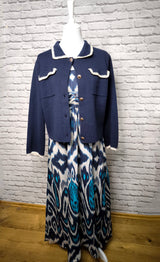 Midi- Baumwollkleid mit Ikat- Muster