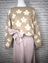 Leinen- Midikleid mit Bindegürtel- Altrosa