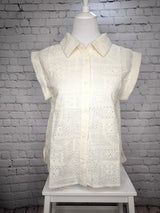 Hochwertige Stickerei- Bluse- Beige