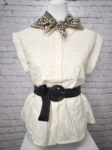 Hochwertige Stickerei- Bluse- Beige