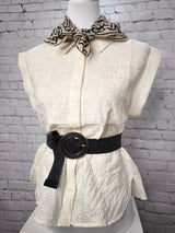 Hochwertige Stickerei- Bluse- Beige