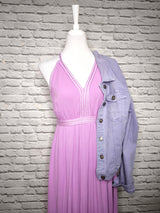 KRETA Maxi- Trägerkleid Flieder