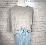 Alpaka-Pullover mit 3/4 Arm und Muschelsaum