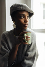 Alpaka-Pullover mit 3/4 Arm und Muschelsaum